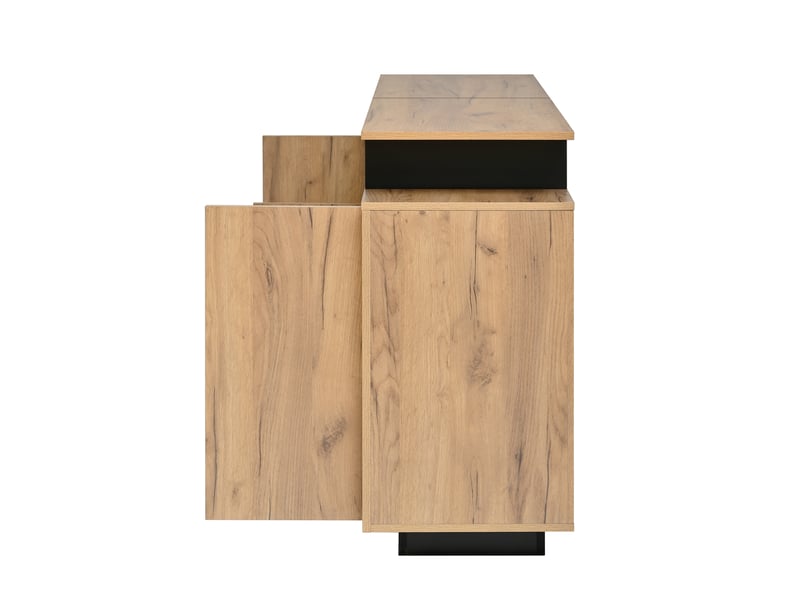  Buffet oslo nature 140x40x85 cm, 4 portes &amp; 3 niches ouvertes, rangement salon bureau  - Conforama E