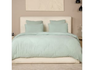 Parure housse de couette 260x240cm + 2 taies 100% gaze de coton lavée vert givré - valma