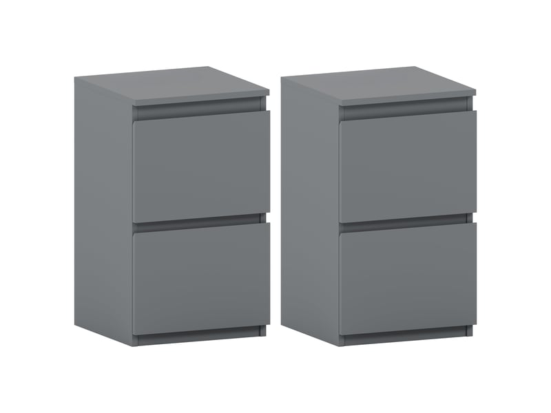 Table de chevet denver, commode de nuit, chambre, 40x30x30cm, set de 2, 2 tiroirs, gris 3332410 - Conforama A