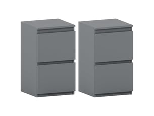 Table de chevet denver, commode de nuit, chambre, 40x30x30cm, set de 2, 2 tiroirs, gris