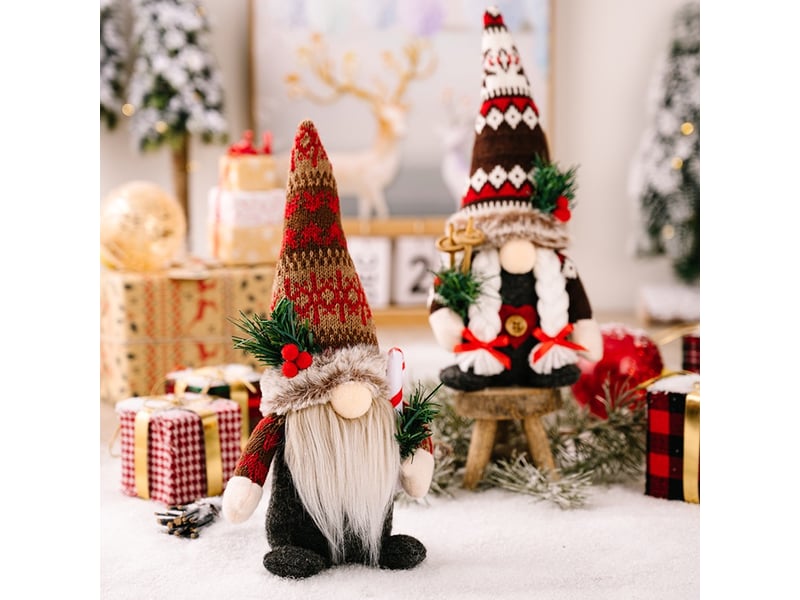  Traîneau de noel lot de 2 deco noël peluche elfe christmas décoration pour maison cuisine 28x7cm rouge  - Conforama C