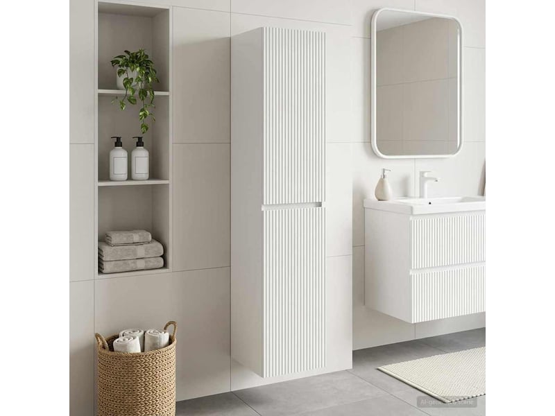  Cabinet salle de bain mural, meuble de rangement blanc brillant shl7984  - Conforama B