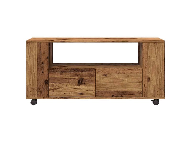  Meuble tv - banc tv - meuble de rangement avec roulettes vieux bois bois d'ingénierie  - Conforama D