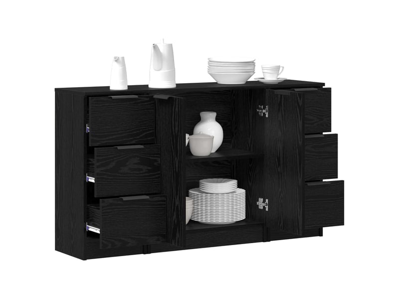  Buffet - bahut - meuble de rangement 3 pc chêne noir 121 x 30 x 70 cm bois d'ingénierie  - Conforama C
