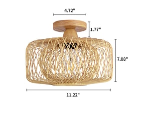 Plafonnier vintage boho avec abat-jour en rotin – luminaire salon