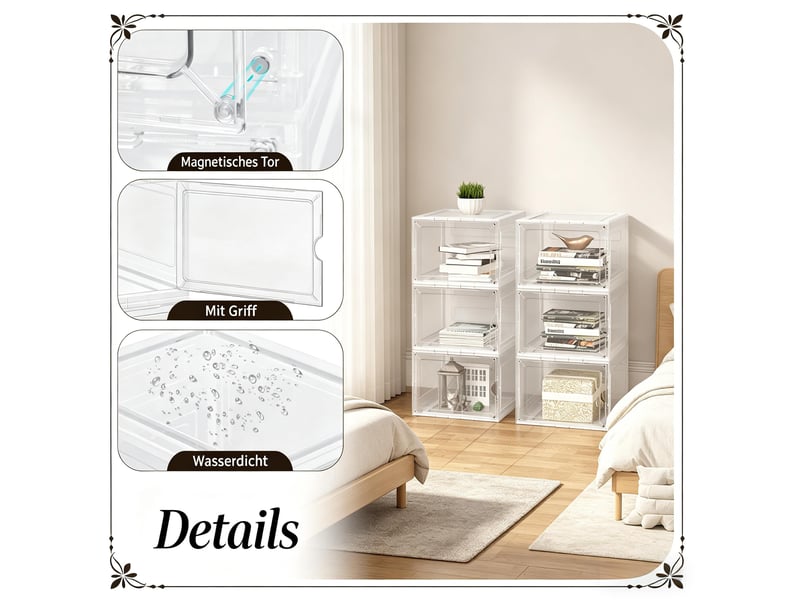  Boîtes de rangement chaussures lot de 3 empilables avec ouverture frontale - lpospi - abs et pp transparent  - Conforama E