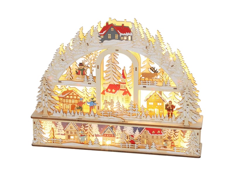  Village de noël lumineux 20 led en bois 45 x 10 x 35 cm  - Conforama B
