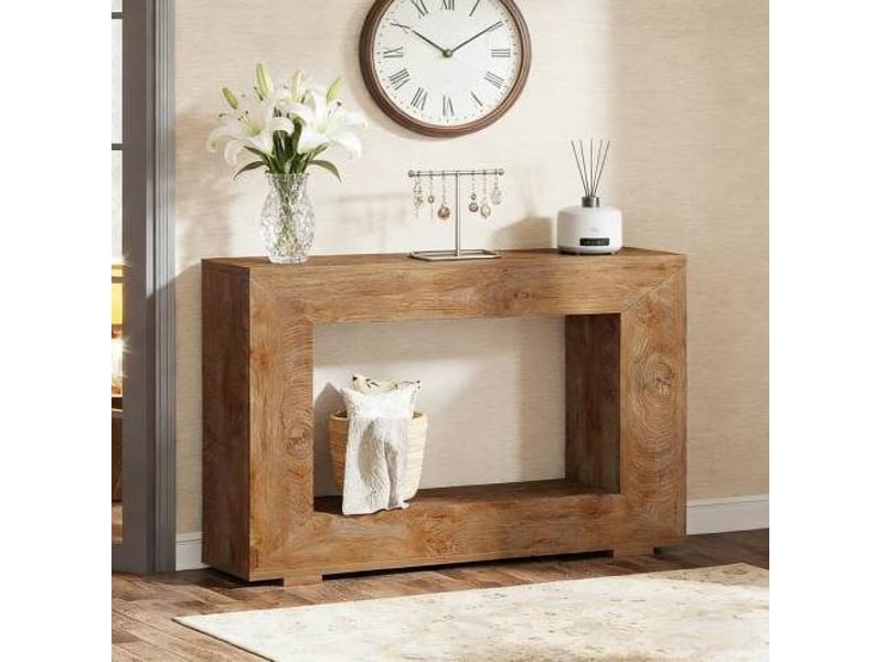  Console d'entrée 120x30 cm – marron – style campagne avec rangement ouvert  - Conforama D