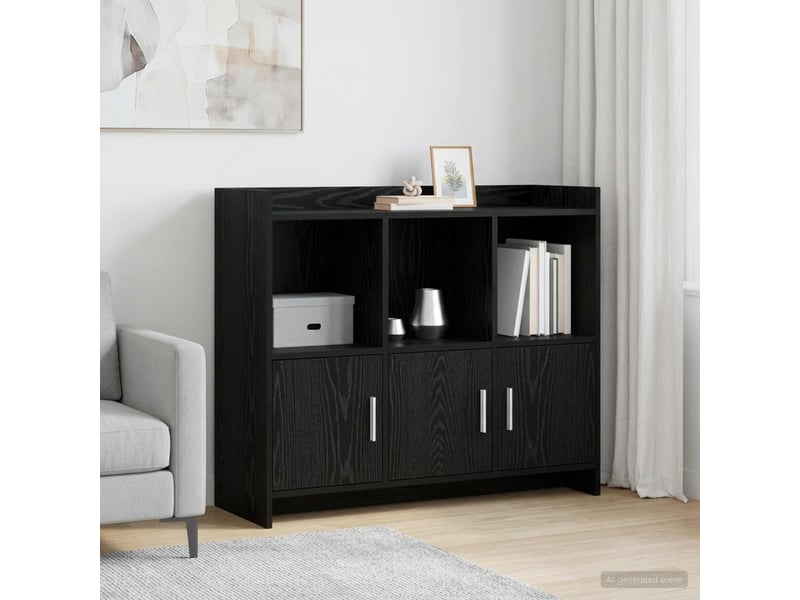 Buffet - bahut - meuble de rangement chêne noir 98,5 x 33 x 80 cm bois d'ingénierie - Conforama B