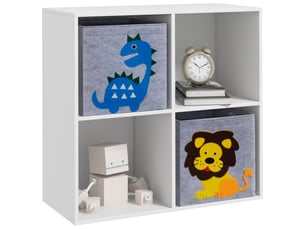 Étagère de rangement pour enfants, cubes, tiroirs, mdf, dispositif anti-basculement, blanche
