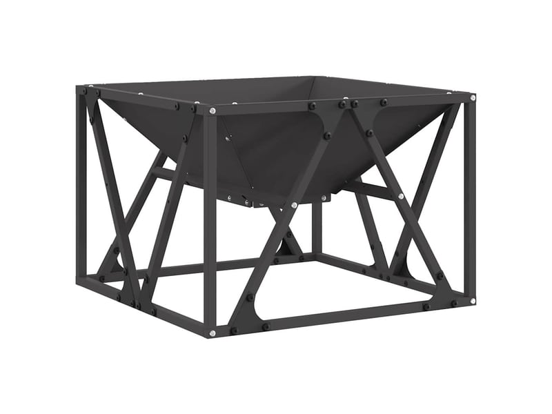  Brasero exterieur, foyer noir 50x50x35 cm acier patiné  - Conforama A