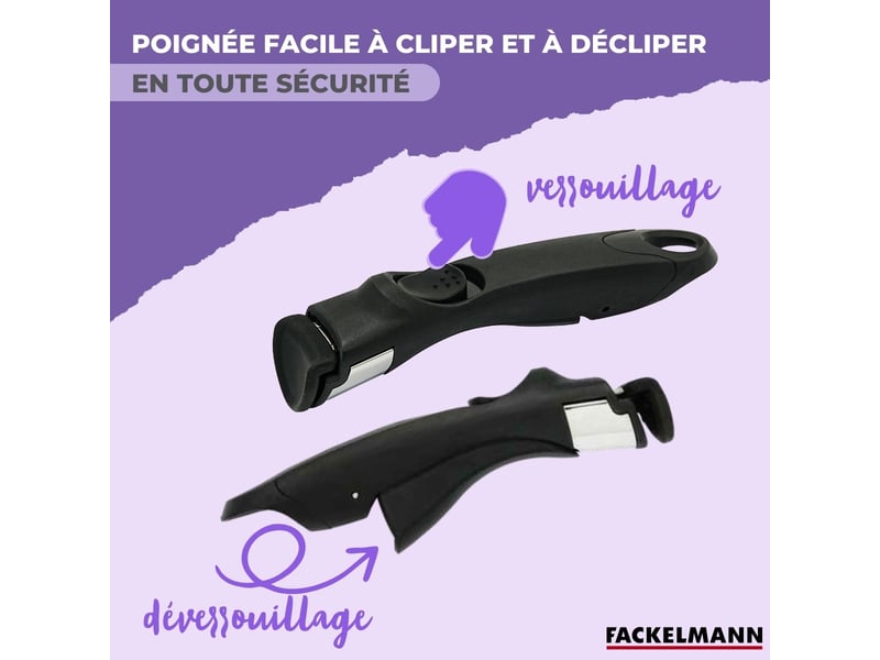 Lot de 2 poêles en inox de 20 cm et 28 cm avec manche amovible fackelmann inogrip 9105650B88 - Conforama E