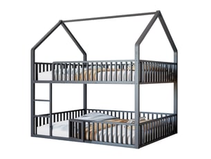 Lit superposé 140x200 cm <strong>MERAX</strong>  <strong>lit enfant noir</strong> coloris noir