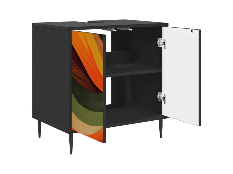  Armoire de salle de bain, meuble de rangement bonn chêne noir 60x40x61 cm  - Conforama D