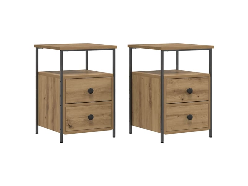  Lot de 2 tables de chevet - cabinet de chevet - table de nuit chêne artisanal bois d'ingénierie  - Conforama A