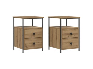 Lot de 2 tables de chevet - cabinet de chevet - table de nuit chêne artisanal bois d'ingénierie