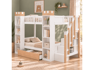 Lit superposé 90x200 cm <strong></strong> <strong>CozyNest</strong> coloris blanc