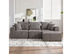 Canapé d'angle réversible convertible <strong></strong> <strong></strong> 3 places Tissu gris avec coffre de rangement