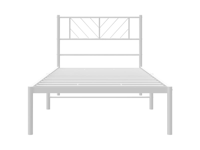 Lit simple- lit adulte - cadre de lit métal sans matelas avec tête de lit blanc 80x200cm - Conforama D