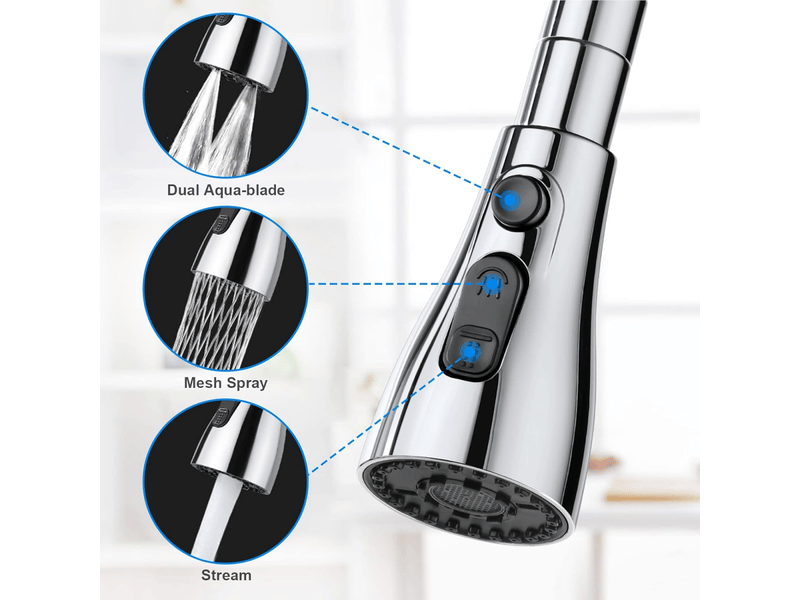  Douchette cuisine 3 modes, embout de robinet 360° rotatif, aérateur et filtre, économie d'eau et flexibilité d'usage  - Conforama B
