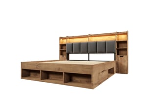 Lit avec rangement 160x200 cm coloris gris