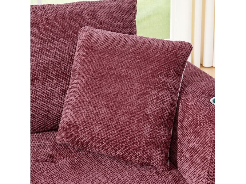 Canapé d'angle fixe en l 3 places 255 x 170 cm – rouge bordeaux – porte-gobelets et rangements intégrés  - Conforama E