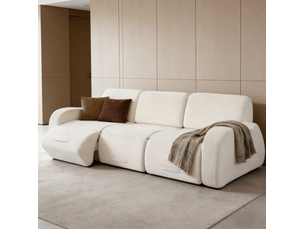 Canapé modulable convertible 3 places 247x115x76 cm compressé, mousse douce, velours côtelé couleur beige