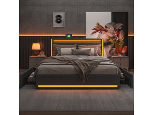 Lit avec rangement 160x200 cm coloris gris