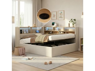 Lit coffre 140x200 cm <strong>ARTBEDDING</strong>  <strong></strong> coloris beige