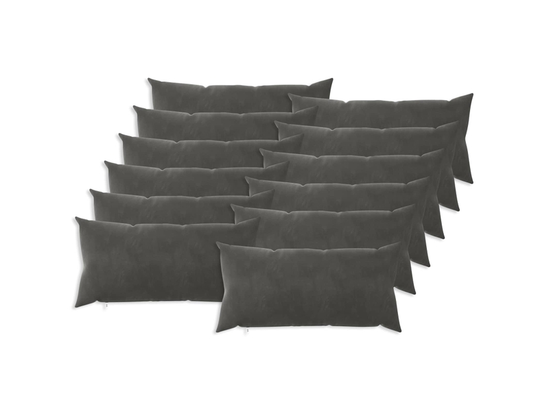  Lot de 12 coussins avec oreiller, coussins décoratifs heerlen gris foncé velours cf50128  - Conforama A