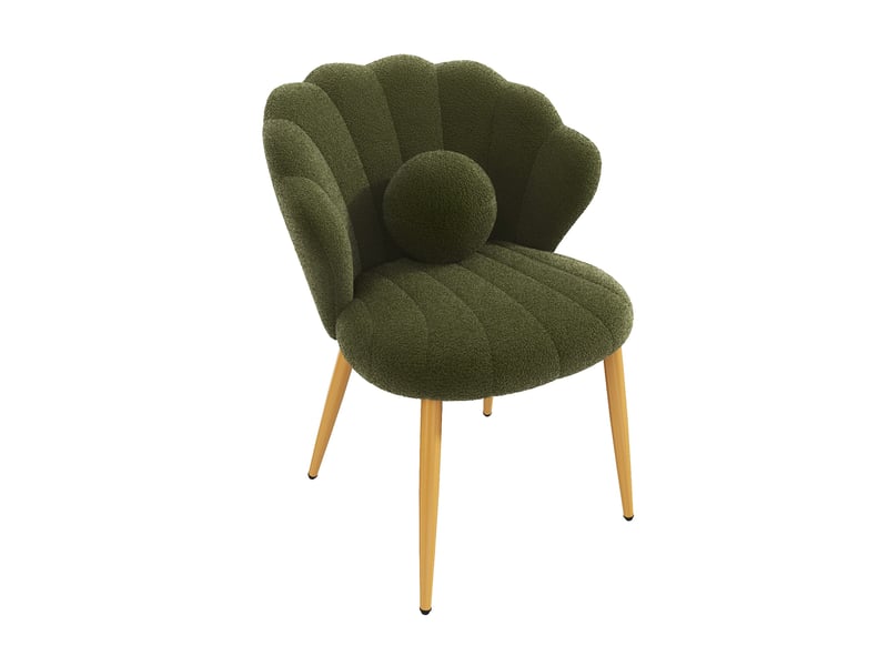  Lot de 6 chaises de salle à manger forme coquillage 60x62,5x83 cm tissu bouclé vert  - Conforama D