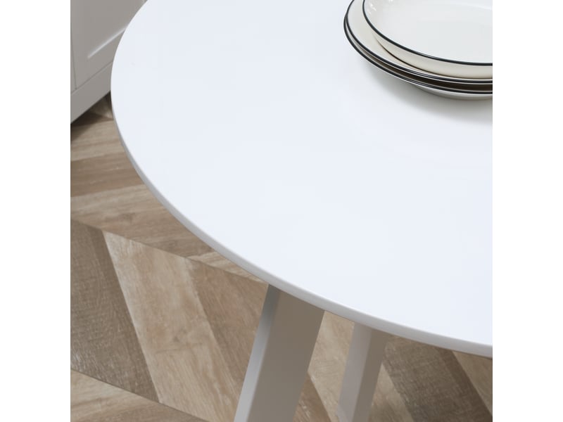  Table de salle à manger ronde pour 2 personnes avec pieds en métal, en mdf, pour cuisine, 72×75 cm, blanc  - Conforama C