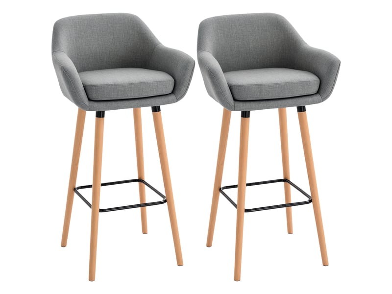  Tabourets de bar design scandinave - lot de 2 tabourets de bar grand confort avec repose-pieds gris foncé  - Conforama A