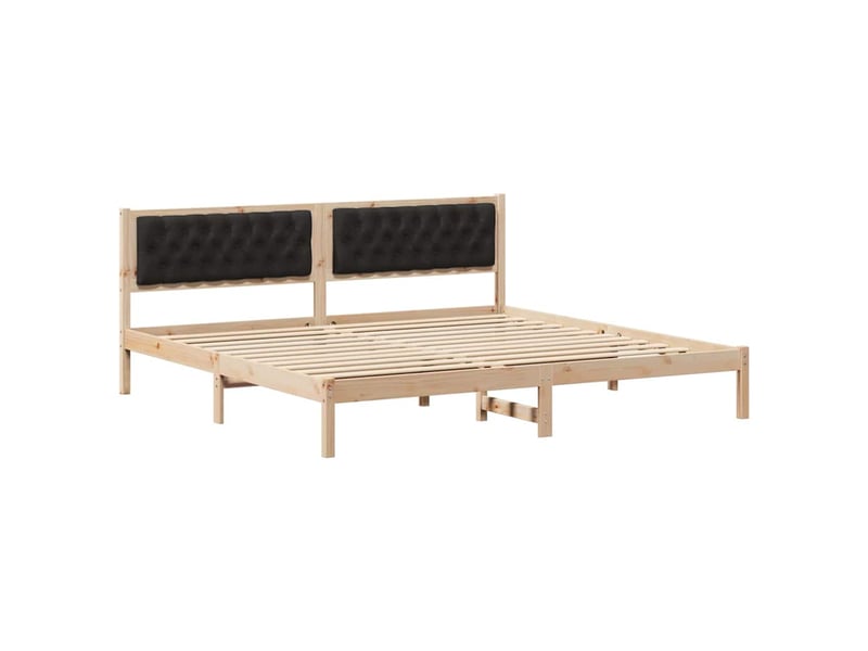  Lit double- lit adulte -  cadre de lit avec tête de lit noir 200 x 200 cm pin massif  - Conforama A