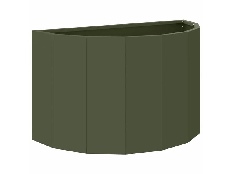  Jardinière demi-ronde design moderne extérieur 60 x 30 x 35 cm en acier vert olive 02_0052939  - Conforama A