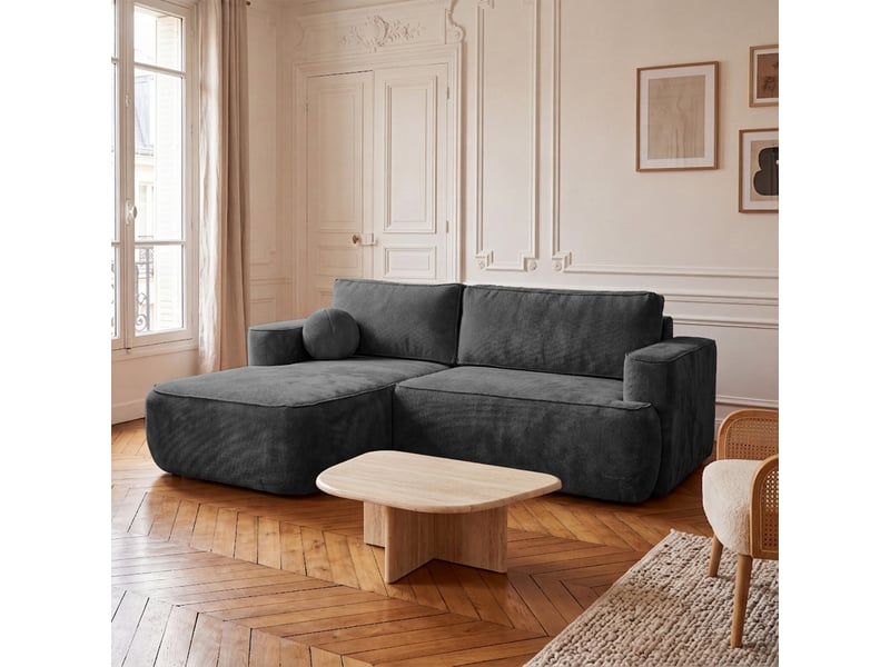  Canapé d'angle moon mini avec fonction couchage, tissu flow, gauche, anthracite (21)  - Conforama B
