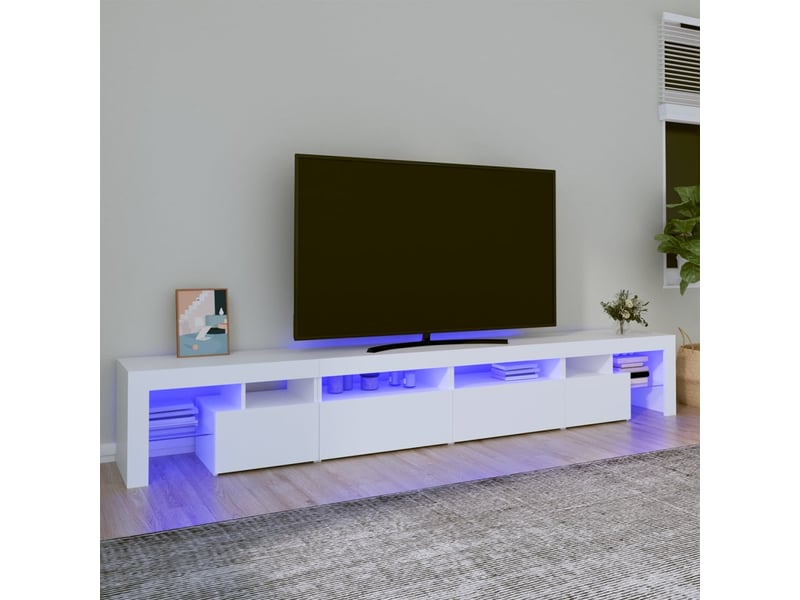  Meuble tv - banc tv - meuble de rangement avec lumières led blanc 260x36,5x40 cm  - Conforama B