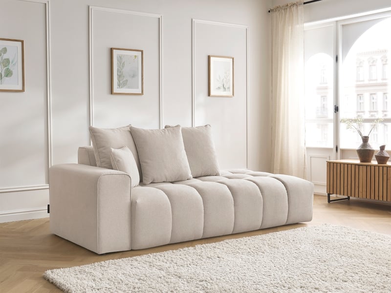  Bobochic canapé droit fixe mont-blanc tissu chiné beige  accoudoir gauche MONT-BLANC - Conforama D