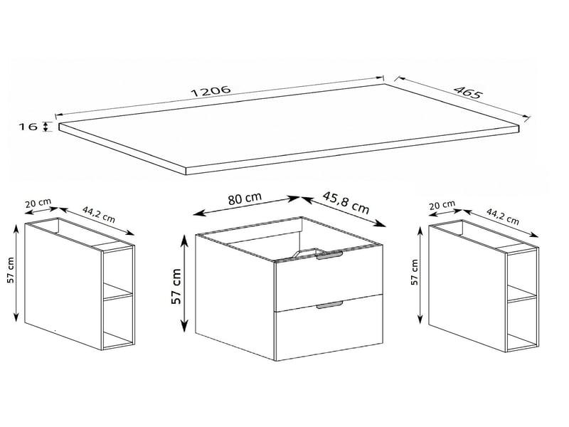 Meuble sous vasque suspendu avec 2 étagères et plan 2t novo l.120 cm cachemire mat - Conforama C