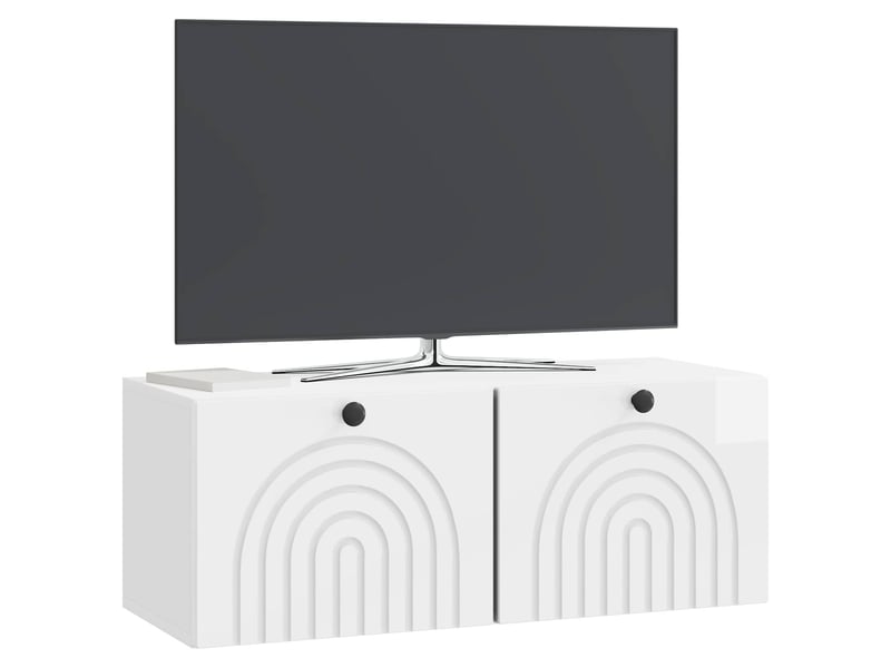  Meuble tv - banc tv - meuble de rangement mural montage mural blanc brillant 78,5 x 31 x 30 cm  - Conforama C