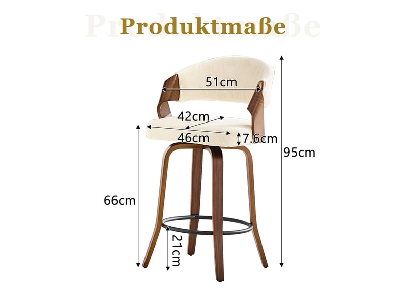  Tabourets de bar lot de 2 avec dossier - lpospi - assise rembourrée, repose-pieds métal, tissu et bois - blanc  - Conforama D