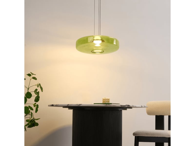 Suspension led contemporaine avec disque en verre vert 45 cm - solvani Solvani - Conforama B