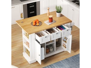 Desserte de cuisine à roulettes - plateau extensible, 5 roues, prises usb220v, 3 tiroirs | idéal petite cuisine avec rangements
