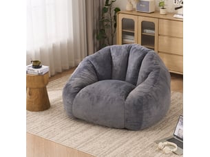 Fauteuil pouf avec dossier enveloppant, sans montage, garnissage en mousse, en polyester gris clair 111 × 123 × 75 cm