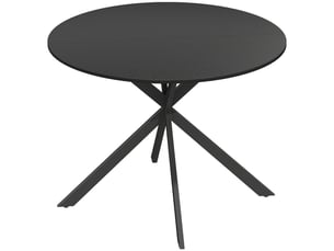 Table de salle à manger ronde pour 4 personnes avec pieds en acier réglables, bois mélaminé, diamètre 100 cm, noir