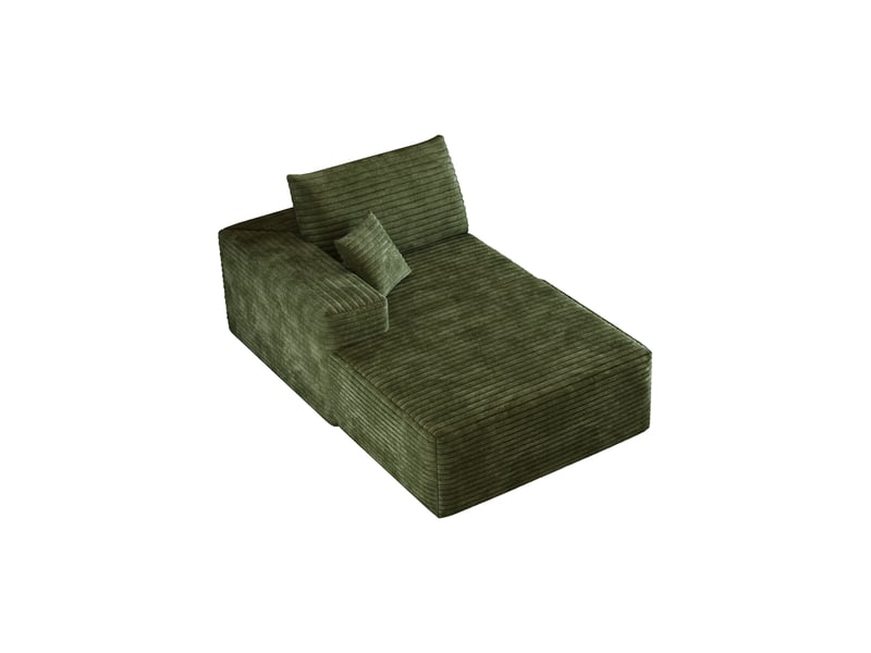  Canapé méridienne gauche vert en velours côtelé 1 place 175x95x83cm  - Conforama W