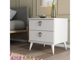 Table de chevet chevet blanche l 52 cm, 2 tiroirs, rangements multiples