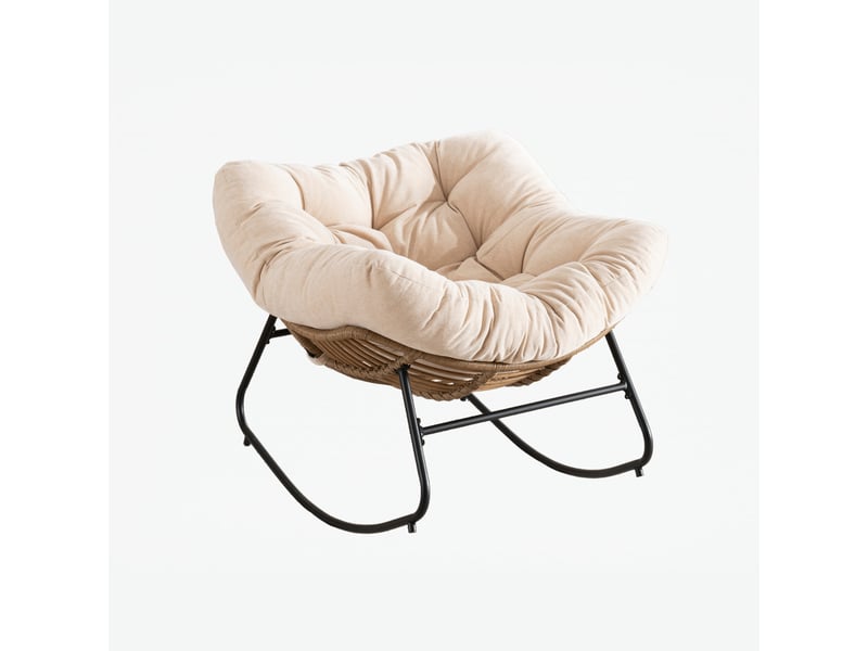  Fauteuil à bascule moderne en chenille, fauteuil pour chambre de bébé et salon, 95x107x83 cm  - Conforama A