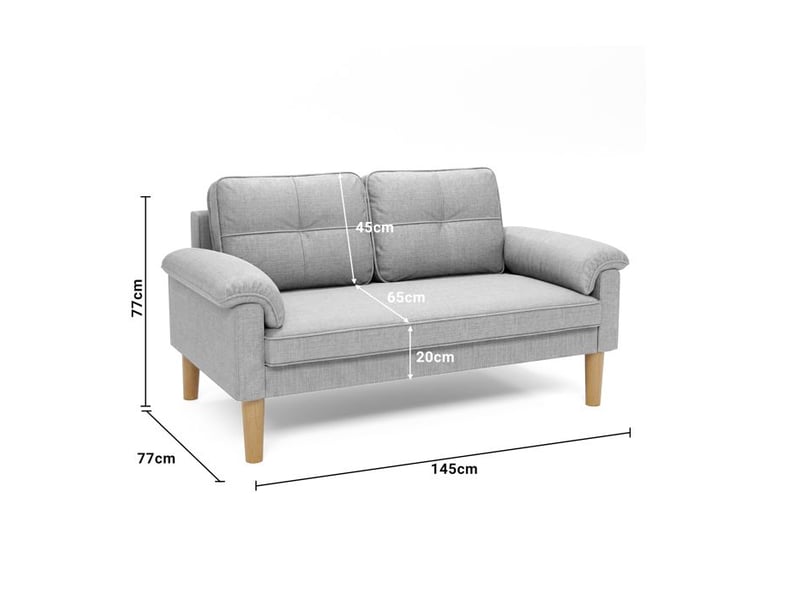  Canapé 2 places - bealife canapé scandinave - 2 coussins - 2 accoudoirs - tissu - bois - salon - chambre - 144 x 77 x 77 cm - gris  - Conforama D