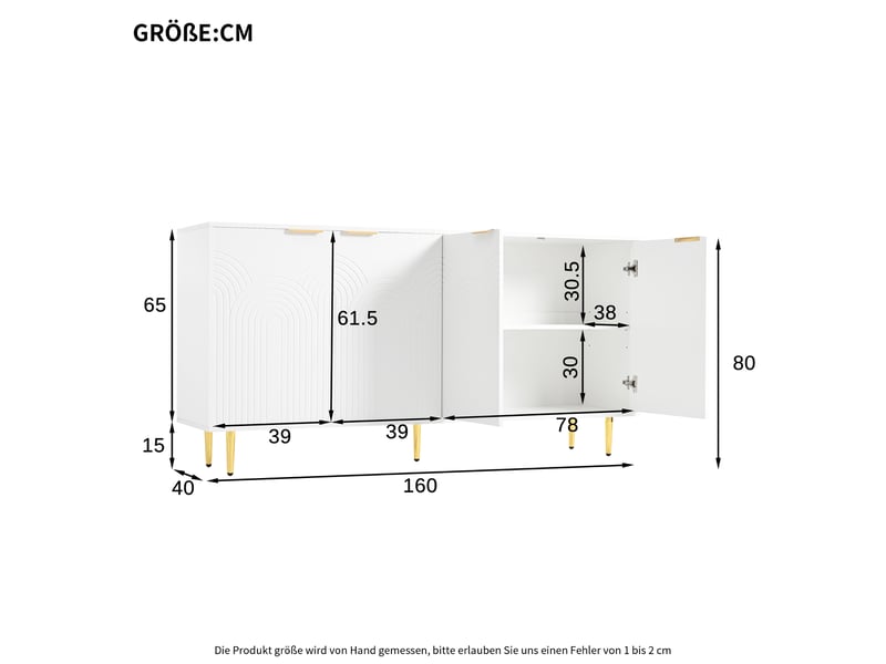  Buffet 4 porte(s) 0 tiroir(s) - 160 cm blanc buffet blanc - Conforama C